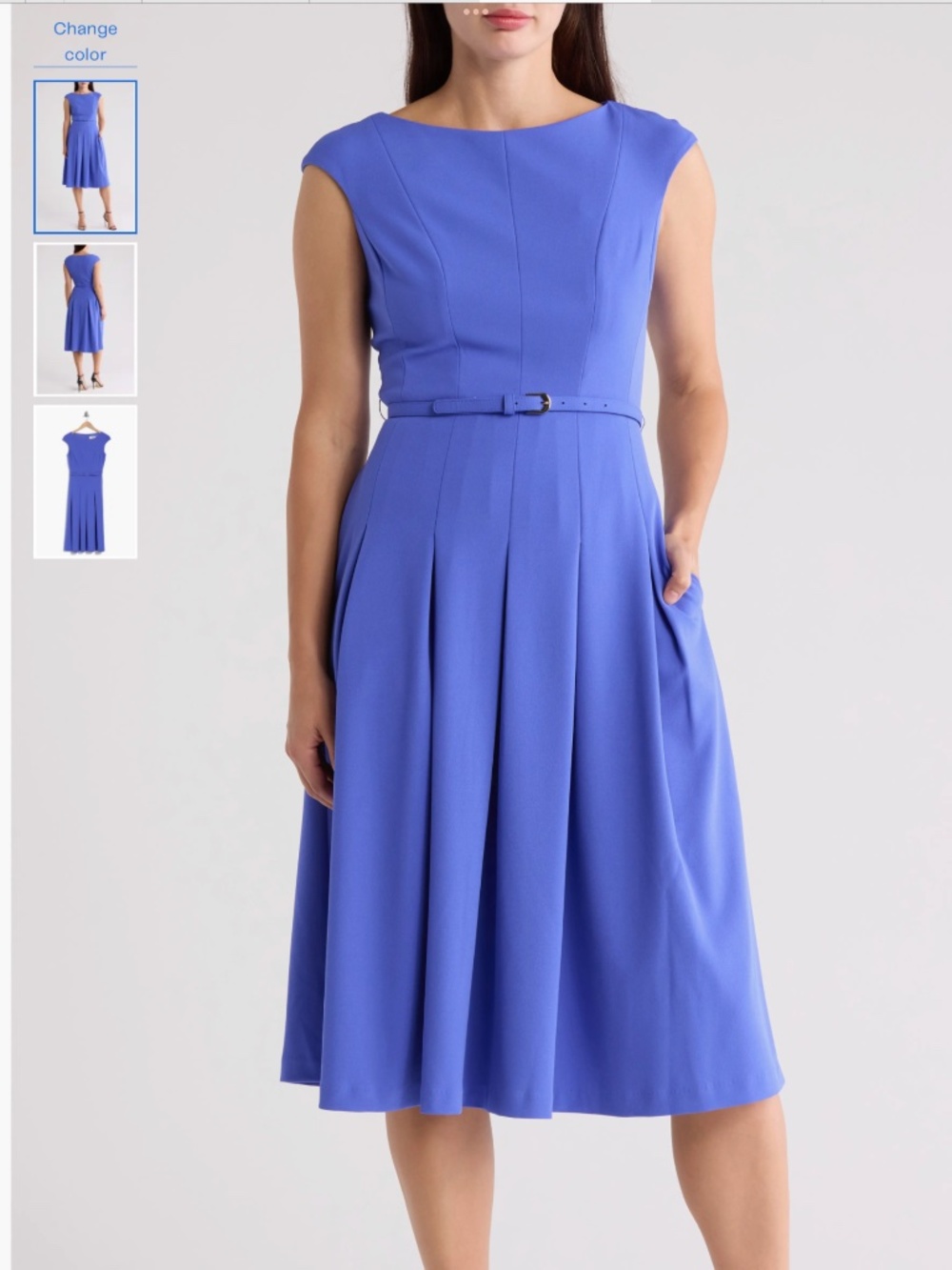 Eliza J Bateau Neck Cap Sleeve Midi Dress, size 8